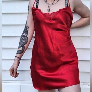 🌹 Red Lace Slip Dress - Size M 🌹